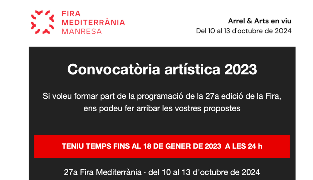 Convocatòria artística 27a Fira Mediterrània